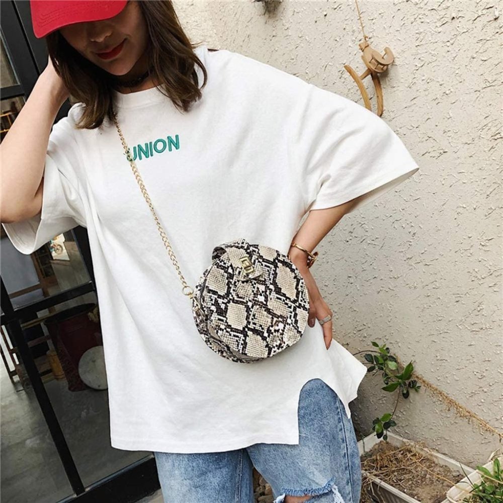 Crossbody Bag Snakeskin Shoulder Bag with Chain